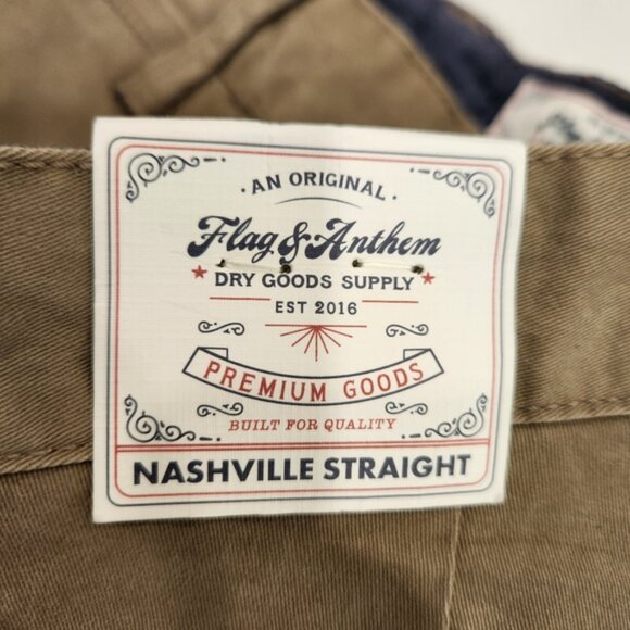 Flag and Anthem Pants Mens 35x30 Khaki Nashville Straight Stretch Chinos - Picture 7 of 12